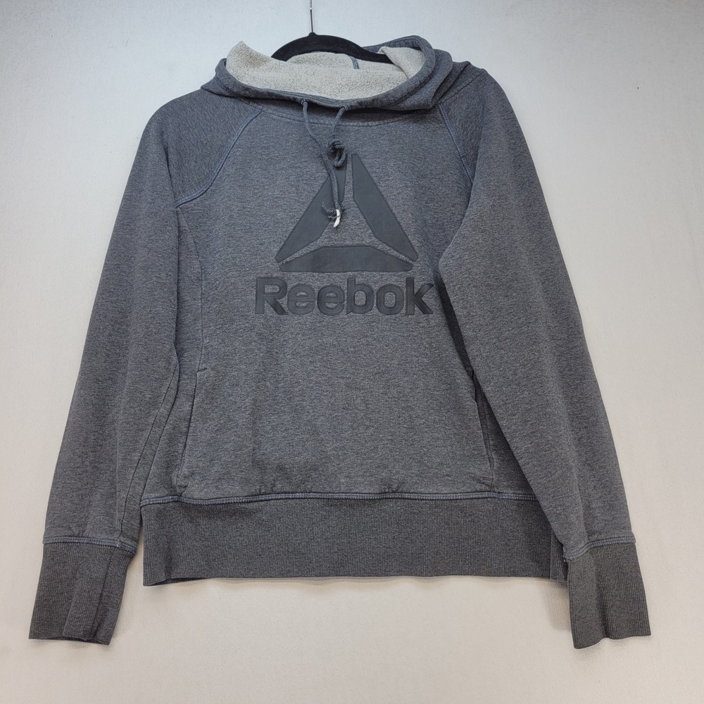 Reebok Hoodie Mens Medium Gray Athletic Logo Sweatshirt Sports